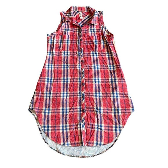 Aratta Silent Journey Plaid Sleeveless Dress Floral Chiffon Back Paisley Flowy - Picture 1 of 12